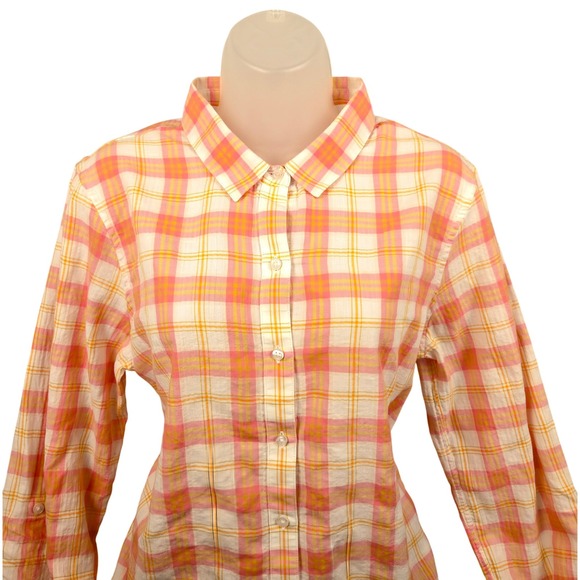 Barbour Shoreline Plaid Relaxed Fit Button Down Long Sleeve‎ Shirt USA 8 - Picture 1 of 7